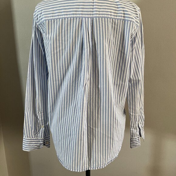 GAP Sz S Cotton Button Down Shirt Blue White Stripe - Picture 4 of 9